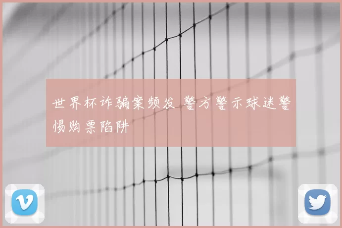 世界杯诈骗案频发 警方警示球迷警惕购票陷阱
